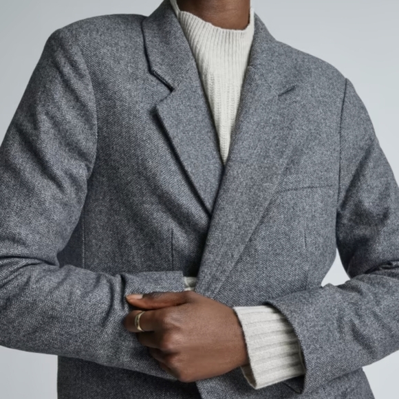 Everlane Gray Oversized Wool Blazer Double Button Size 2 - Picture 2 of 7